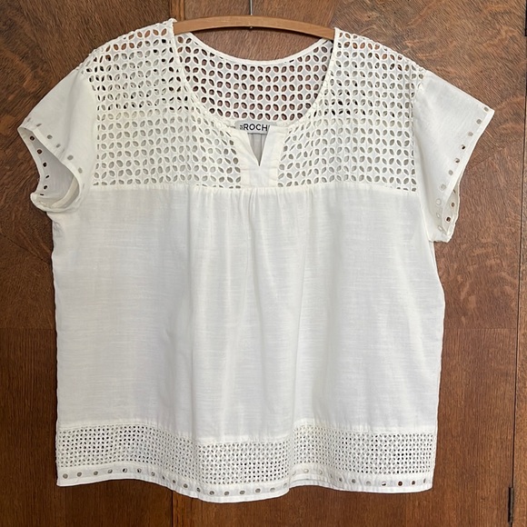 St Roche boxy eyelet trim top EXCELLENT - Picture 1 of 5